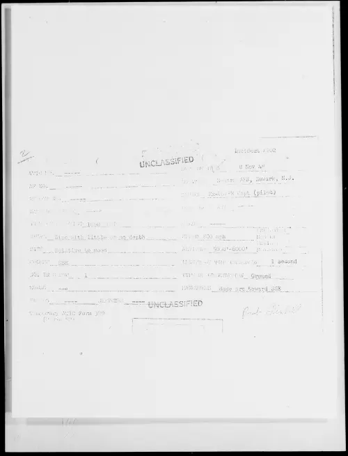 First page of Newark AFB, Newark, N.J., November 1948 - Incident Number: 202