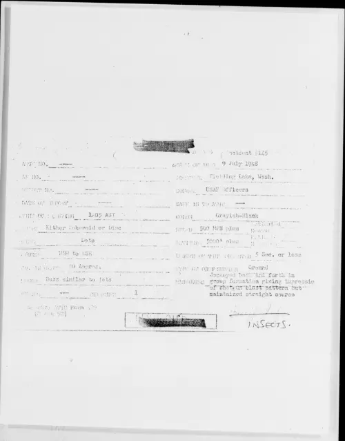 First page of Fielding Lake, Wash., July 1948 - Incident Number: 145