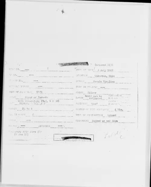 First page of Columbus, Ohio, July 1948 - Incident Number: 138