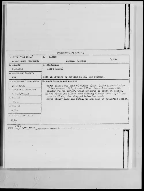 First page of Limona, Florida, May 1949 - Incident Number: 312