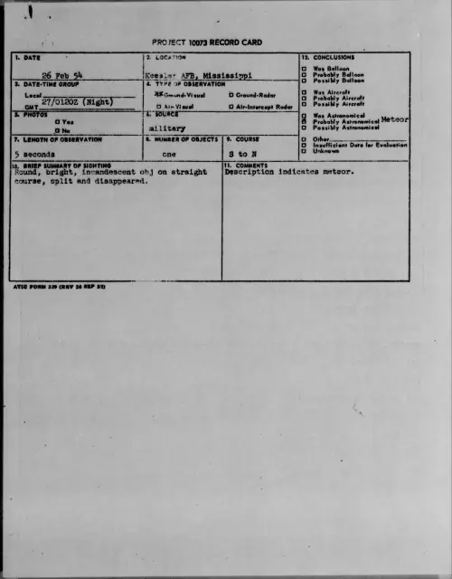 First page of 1954.02 - 6780232 - Keesler AFB, Mississippi