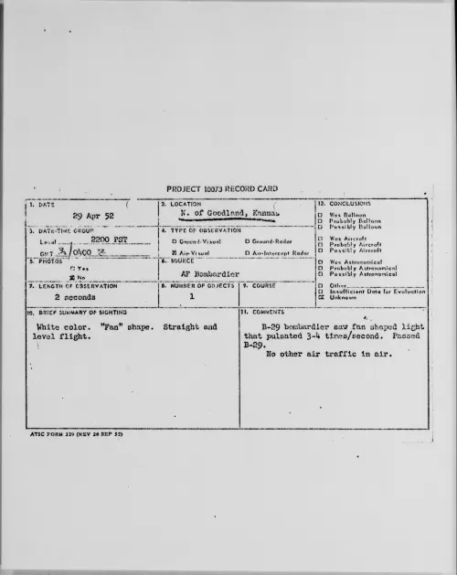 First page of N. of Goodland, Kannas, April 1952