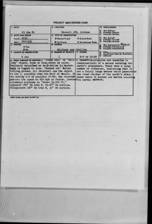 First page of 1961.01 - 8630193 - Maxwell AFB, Alabama