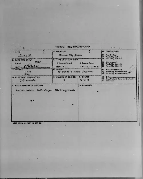 First page of Misawa AB, Japan, May 1952