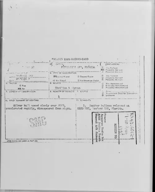 First page of PINECASTLE AFB, FLORIDA, August 1952
