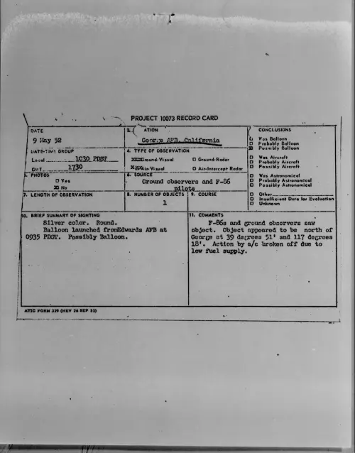 First page of George AFB, California, May 1952