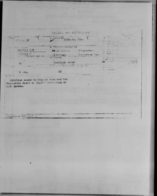 First page of CHICAGO, ILL., July 1952 - Incident Number: [ILLEGIBLE]
