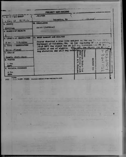 First page of Columbia, Mo, July 1952