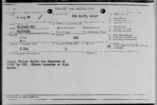 First page of RED BLUFF, CALIF, August 1952