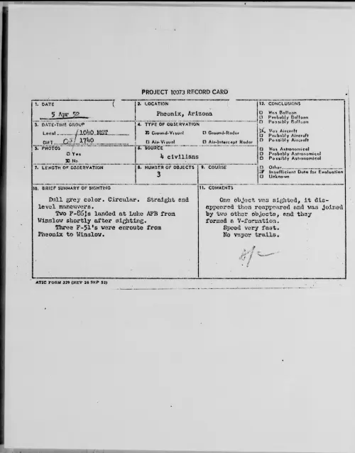 First page of Pheonix, Arizona, April 1952