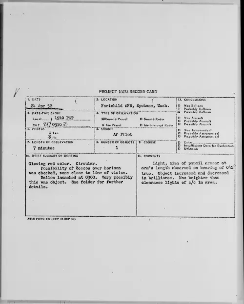 First page of Farichild AFB, Spokane, Wash., April 1952