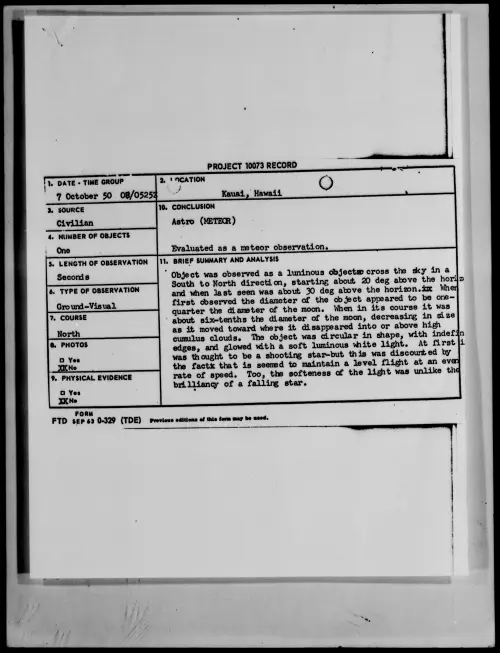First page of Kauai, Hawaii, October 1950