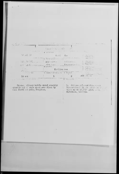 First page of MIAMI FLA, July 1952 - Incident Number: [ILLEGIBLE]