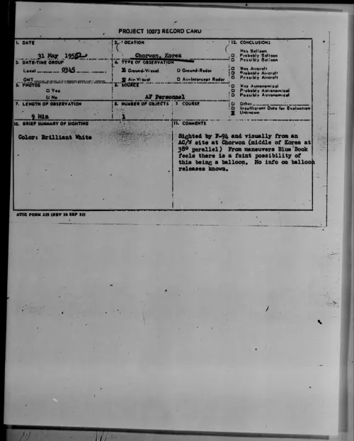 First page of Chorwon, Korea, May 1952