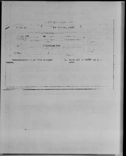 First page of SAN RAEFAEL, CALIF, July 1952 - Incident Number: [ILLEGIBLE]