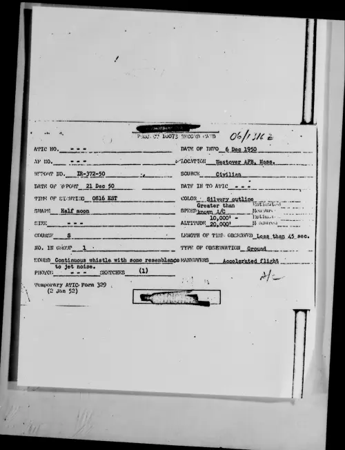 First page of Westover AFB, Mass., December 1950