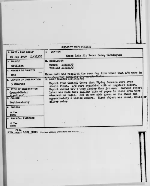 First page of Moses Lake Air Force Base, Washington, May 1949