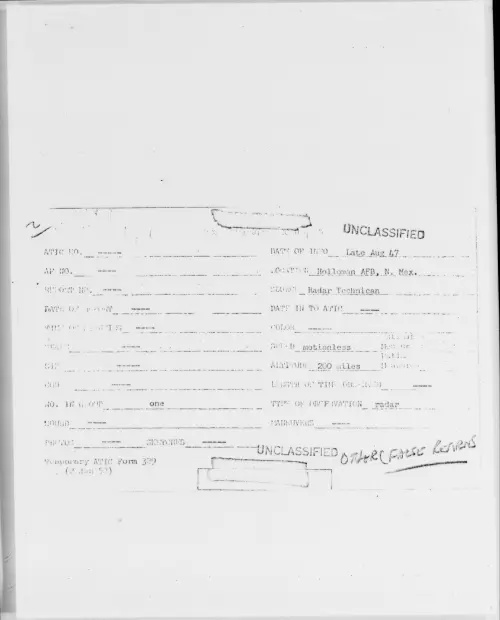 First page of Holloman AFB, N. Mex., August 1947