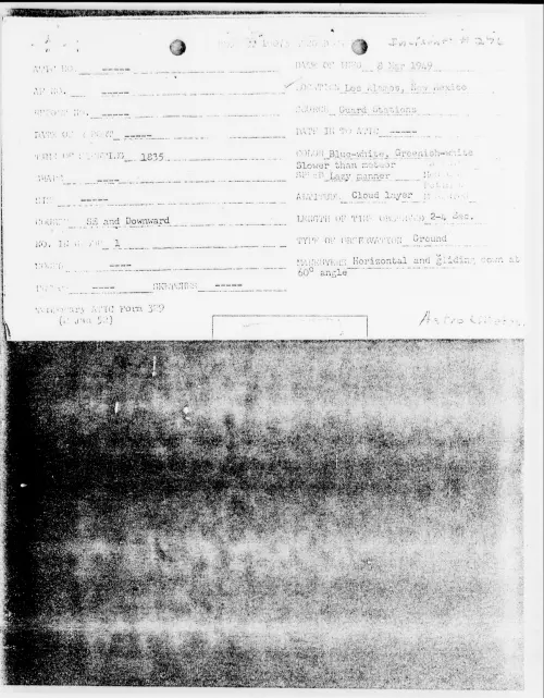 First page of Los Alamos, New Mexico, March 1949 - Incident Number: 276