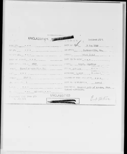 First page of Cartersville, Ga., January 1948 - Incident Number: [ILLEGIBLE]