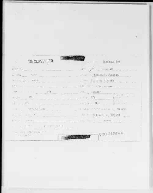 First page of Helsinki, Finland, January 1948 - Incident Number: 99