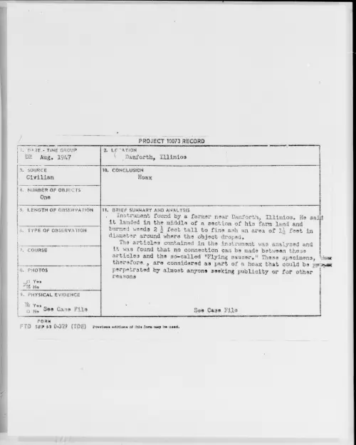 First page of Danforth, Illinois, August 1947