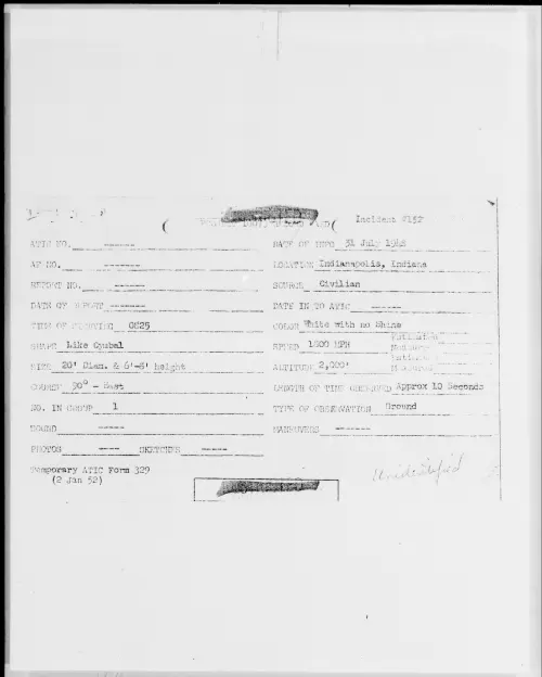 First page of Indianapolis, Indiana, July 1948 - Incident Number: 152