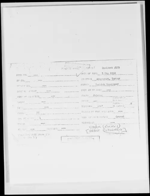 First page of Adapazari, Turkey, May 1948 - Incident Number: 170