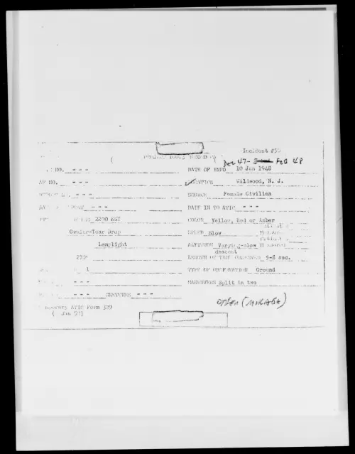 First page of Wildwood, N. J., January 1948 - Incident Number: 50