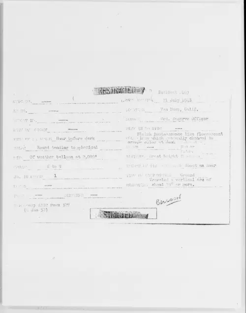 First page of Van Nuys, Calif., July 1948 - Incident Number: 163