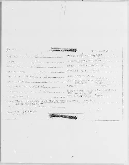 First page of Springfield, Ohio, July 1948 - Incident Number: 148