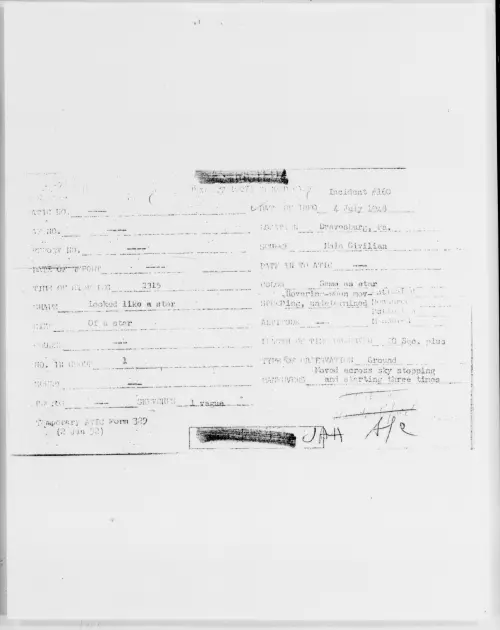 First page of Dravesburg, Pa., July 1948 - Incident Number: 160