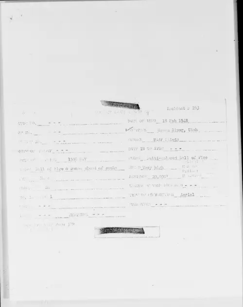First page of Green River, Utah, February 1948 - Incident Number: 103