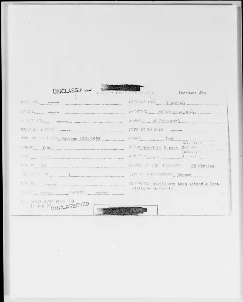 First page of Wilmington, Ohio, January 1948 - Incident Number: 48