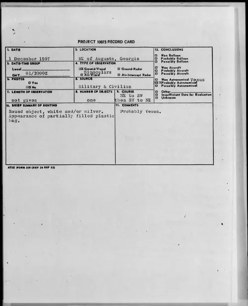 First page of 1957.12 - 6965457 - SE of Augusta, Georgia