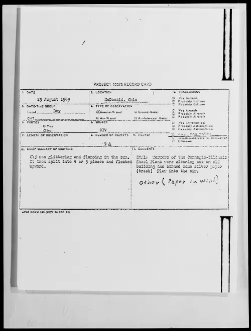 First page of McDonald, Ohio, August 1949