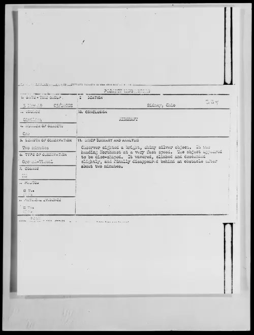 First page of Sidney, Ohio, May 1949 - Incident Number: 334
