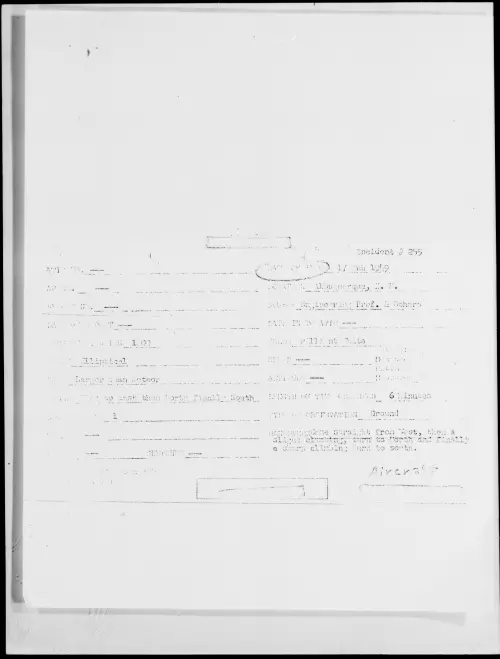 First page of Albuquerque, N.M., February 1949 - Incident Number: 255
