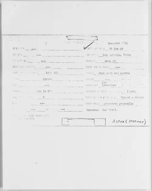 First page of San Antonio, Texas, January 1949 - Incident Number: 251