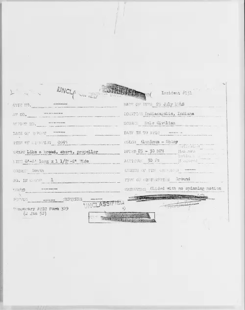 First page of Indianapolis, Indiana, July 1948 - Incident Number: 151
