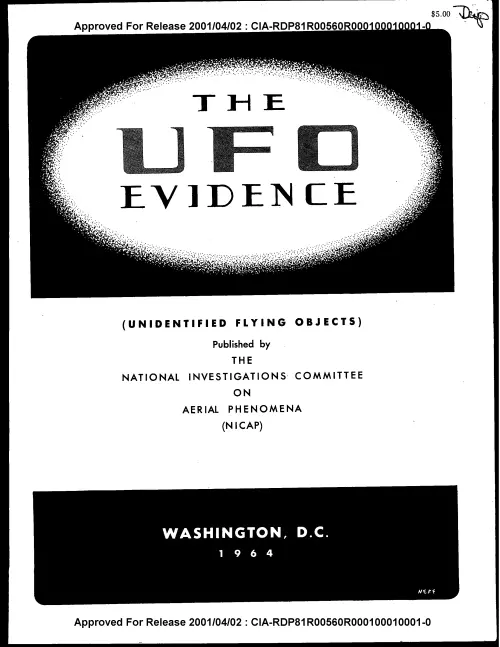 First page of NATIONAL INVESTIGATIONS: COMMITTEE ON AERIAL PHENOMENA (NICAP) WASHINGTON, D.C. 19 6 4 , CIA-RDP81R00560R000100010001-0