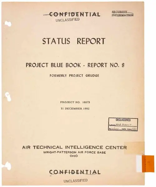 First page of Project Blue Book NO. 8 - Report
