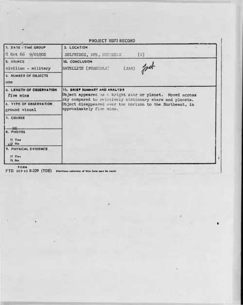 First page of 1966-10-8279307-SELFRIDGE-AFB-MICHIGAN