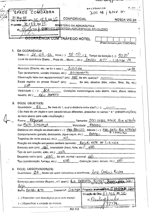 First page of BrazilianUFOFiles - BR_AN_BSB_ARX_606 BR_AN_BSB_ARX_606