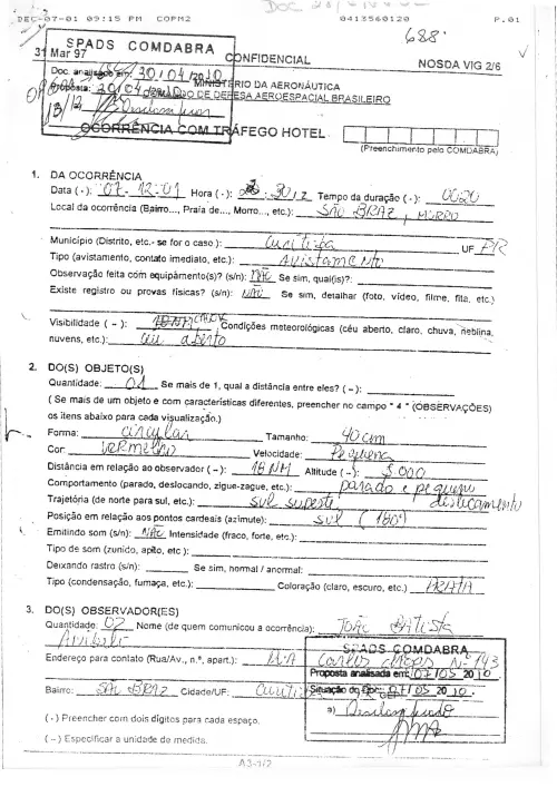 First page of BrazilianUFOFiles - BR_AN_BSB_ARX_618 BR_AN_BSB_ARX_618