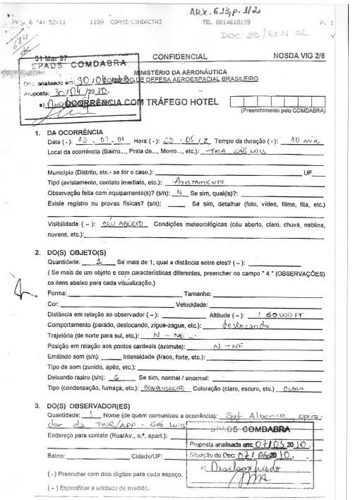 First page of BrazilianUFOFiles - BR_AN_BSB_ARX_613 BR_AN_BSB_ARX_613