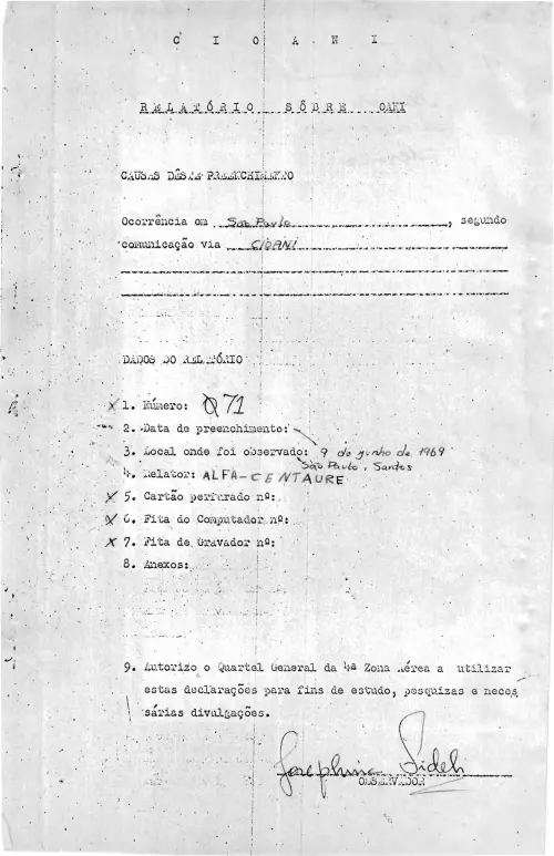 First page of BrazilianUFOFiles - CASO SIOANI 71 Caso SIOANI 071