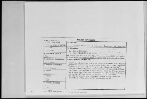 First page of 1966-06-8280468-Approx200NMEastofNashville-Tennessee