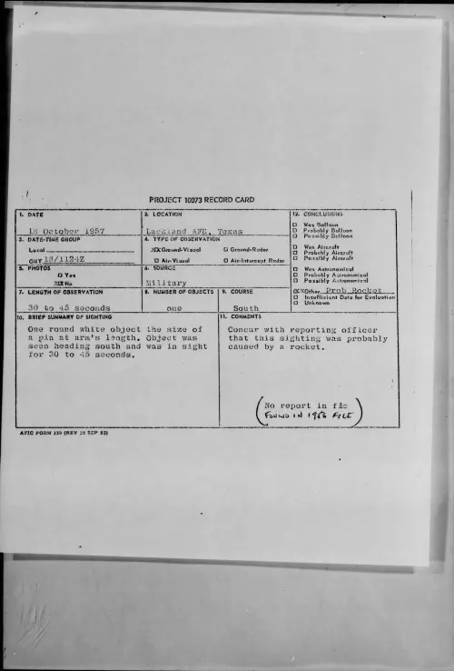 First page of 1957.10 - 6972733 - Lackland AFB, Texas