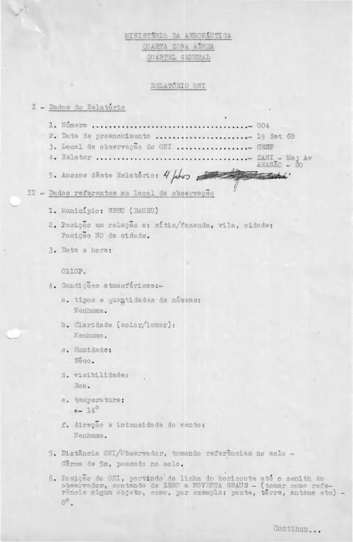 First page of BrazilianUFOFiles - CASO SIOANI 4 - Caso SIOANI 004
